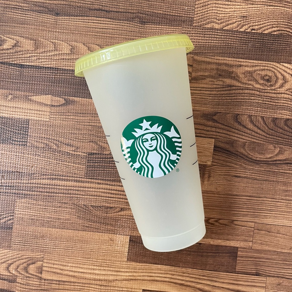 Starbucks Frosted Tumbler with Yellow Lid